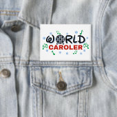 グリーンミュージック・ノートとブルースノーを持つワールドカロラー 缶バッジ (インサイチュ)