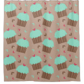 グリーンミントカップケーキ シャワーカーテン (正面)