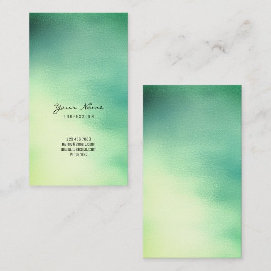グリーンミントグリーンティール（緑がかった色）イエロートロピックガグラデーションラス 名刺 (正面/裏面)