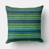 グリーンミントシェブロンストライプのパターン クッション (裏面)