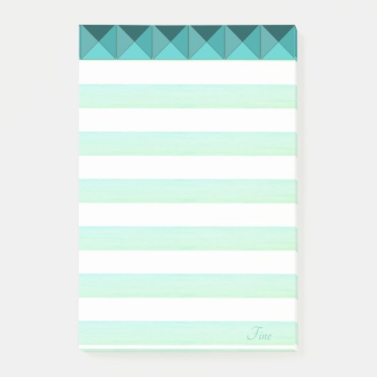 グリーンミントピラミッドシェイプ&ストライプ ポストイット (正面)