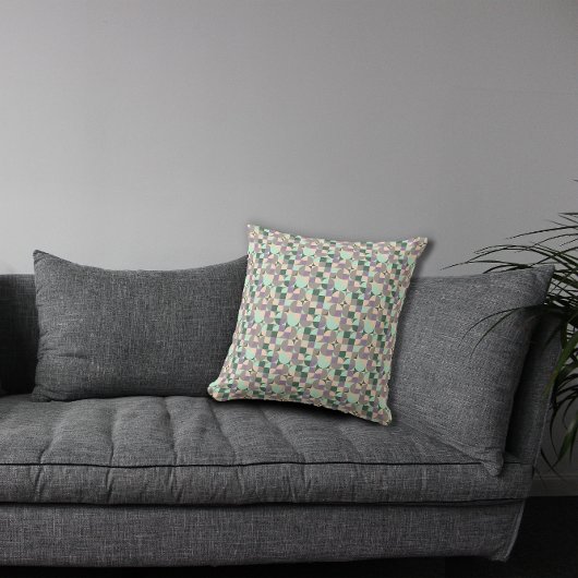 グリーンミントベージュ抽象芸術幾何学模様 クッション