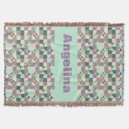 グリーンミントベージュ抽象芸術幾何学的パターン名 スローブランケット