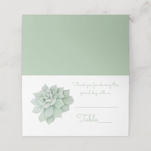 グリーンミント多肉性サボテンの水の色結婚の数 プレイスカード (外部開封)