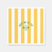 グリーンミートザイエローカバナストライプビーチ スタンダードカクテルナプキン (正面)