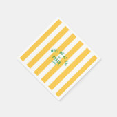 グリーンミートザイエローカバナストライプビーチ スタンダードカクテルナプキン (角)