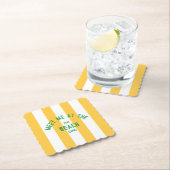 グリーンミートザイエローカバナストライプビーチ ペーパーコースター (インサイチュ)