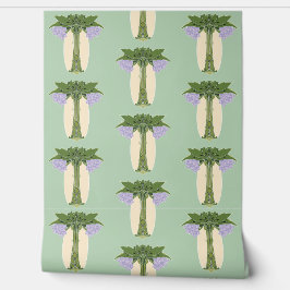 グリーンメイヴクリームフローラアールヌーボー 壁紙