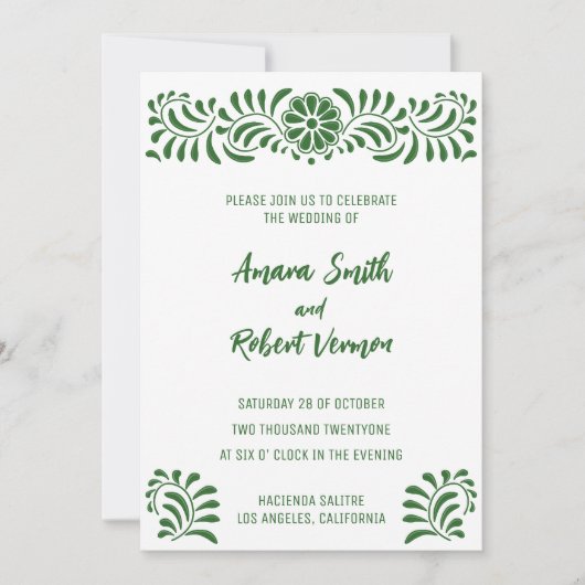 グリーンメキシカン タレヴェラ 結婚式の招待状 案内状 (正面)