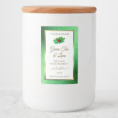 グリーンメタリックグリッター ホワイト製品ラベル ハート型虫 フードラベル (正面)