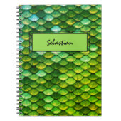 グリーンメタリック爬虫類はかりで測カスタム製カバー ノートブック (正面)
