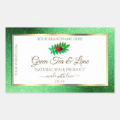 グリーンメタルグリッターホワイトプロダクトラベルレディバグ 長方形シール (正面)