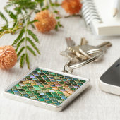 グリーンメタルフォイルグリッター金ゴールドマーメイドはかりで測 キーホルダー (側面)