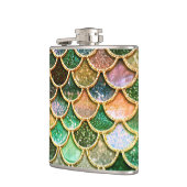 グリーンメタルフォイルグリッター金ゴールドマーメイドはかりで測 フラスク (左)