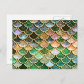 グリーンメタルフォイルグリッター金ゴールドマーメイドはかりで測 ポストカード (正面/裏面)