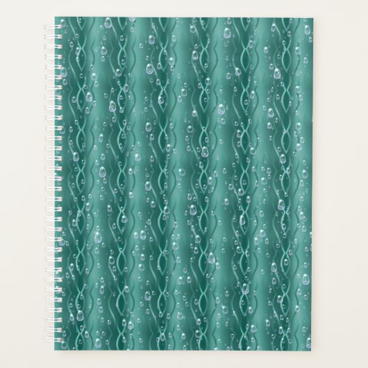 グリーンメタル上の雨滴 プランナー手帳 (正面)