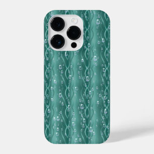 グリーンメタル上の雨滴 iPhone 14 PROケース