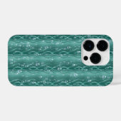 グリーンメタル上の雨滴 iPhoneケース (裏面横)