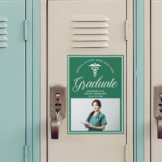 グリーンメディカルスクール写真卒業マグネットカード マグネット招待状