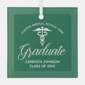 グリーンメディカルスクール卒業クリスマス ガラスオーナメント (正面)