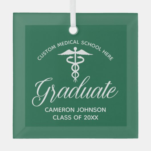 グリーンメディカルスクール卒業クリスマス ガラスオーナメント (正面)