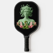 グリーンメドゥーサゴルゴンギリシャ神話ピンクフローラ ピックルボールラケット (正面)
