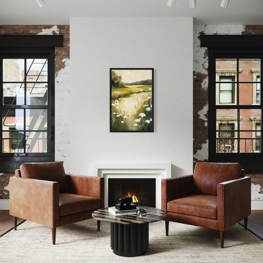 グリーンメドウ – 穏やかなワイルドフラワーランドスケープ ポスター