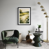 グリーンメドウ – 穏やかなワイルドフラワーランドスケープ ポスター