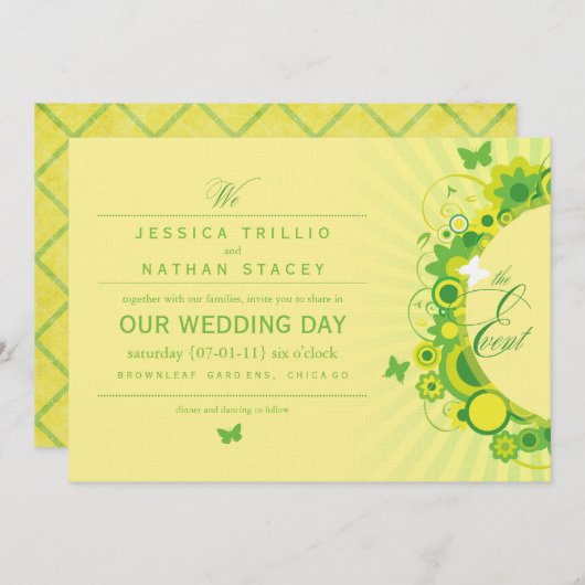 グリーンメドレー5x7招待状 招待状 (正面/裏面)