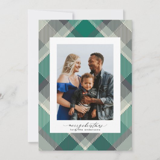 グリーンメリーエレガントクリスマスカスタムの格子状の写真 シーズンカード (正面)
