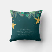 グリーンメリークリスマスと新年のハッピーバナー クッション (裏面)