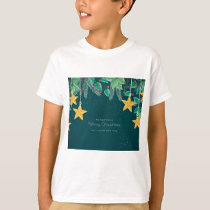 グリーンメリークリスマスと新年のハッピーバナー Tシャツ