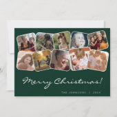 グリーンメリークリスマスウィットブラック10フォトコラージュ シーズンカード (正面)