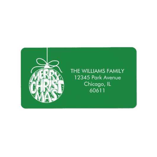 グリーンメリークリスマスオーナメントホリデーアドレス ラベル (正面)