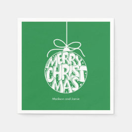 グリーンメリークリスマスオーナメントホリデー スタンダードカクテルナプキン