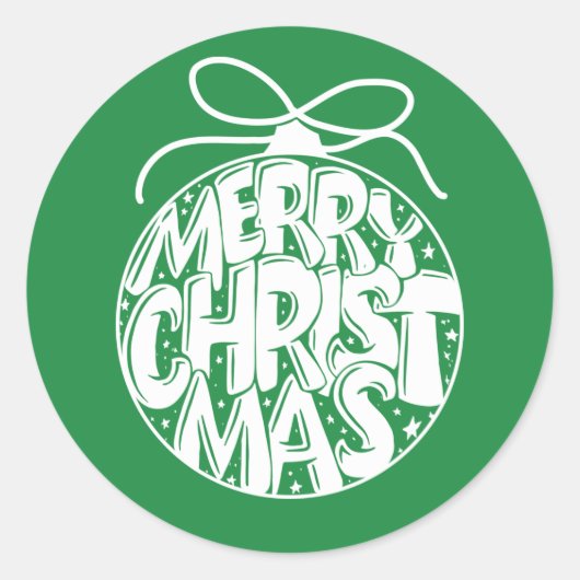 グリーンメリークリスマスオーナメントホリデー ラウンドシール (正面)