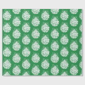 グリーンメリークリスマスオーナメントホリデー ラッピングペーパー (フラット)