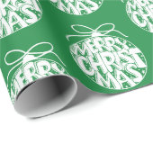 グリーンメリークリスマスオーナメントホリデー ラッピングペーパー (ロールコーナー)