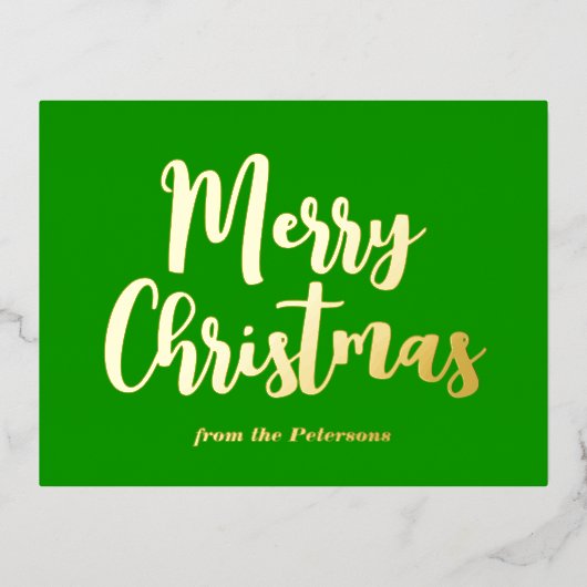 グリーンメリークリスマスキャンディーケーンストライプ金ゴールド 箔シーズンポストカード (正面)