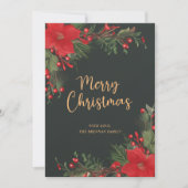 グリーンメリークリスマスグリーンリーフラットホリデーカード シーズンカード (正面)