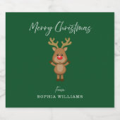 グリーンメリークリスマスサンタのトナカイプレゼント ビールラベル (シングルラベル)