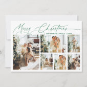 グリーンメリークリスマススクエレガントリプト写真コラージュ シーズンカード (正面)
