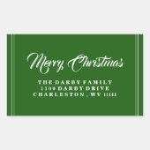 グリーンメリークリスマスステッカー 長方形シール (正面)