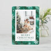 グリーンメリークリスマススノーフレークの雪写真 シーズンカード (スタンド正面)