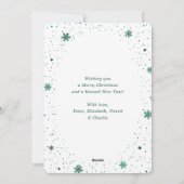 グリーンメリークリスマススノーフレークの雪写真 シーズンカード (裏面)