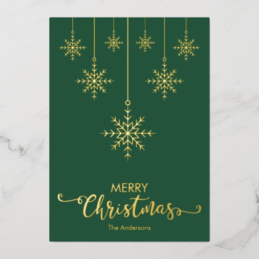 グリーンメリークリスマススノーフレーク金ゴールド 箔シーズンカード (正面)