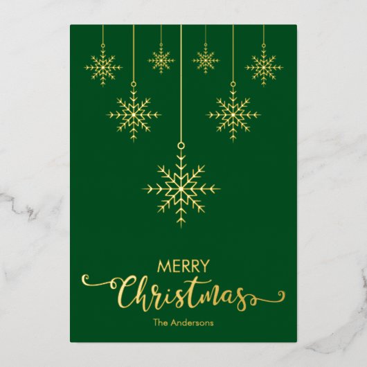 グリーンメリークリスマススノーフレーク金ゴールド 箔シーズンカード (正面)
