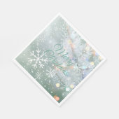 グリーンメリークリスマススノーフレーク スタンダードランチョンナプキン (角)