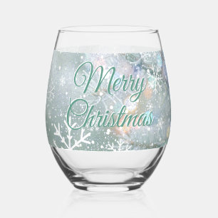 グリーンメリークリスマススノーフレーク ステムなしワイングラス