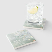 グリーンメリークリスマススノーフレーク ストーンコースター (横)